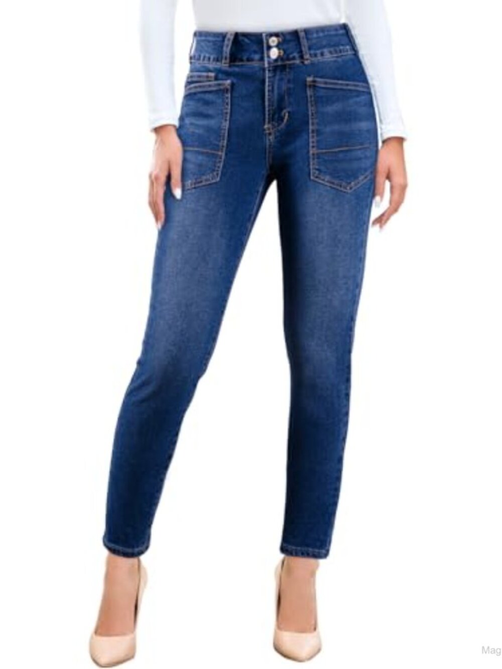 Women's Skinny Jeans High Waisted Stretchy Ankle Denim Pants with Pockets